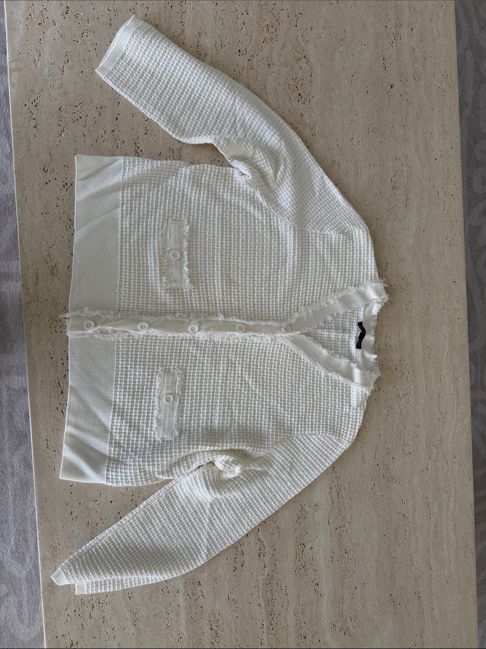 Adrianna Papell White Textured Button-Front Cardigan